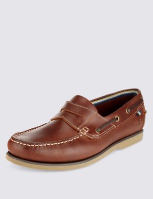 Leather Slip-on Boat Shoes with Freshfeet&trade;